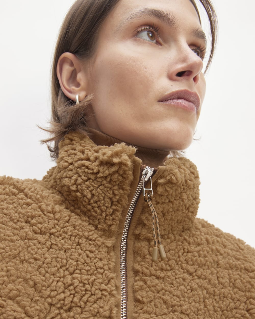 The ReNew Fleece Full Zip in Toasted Coconut — detail view
