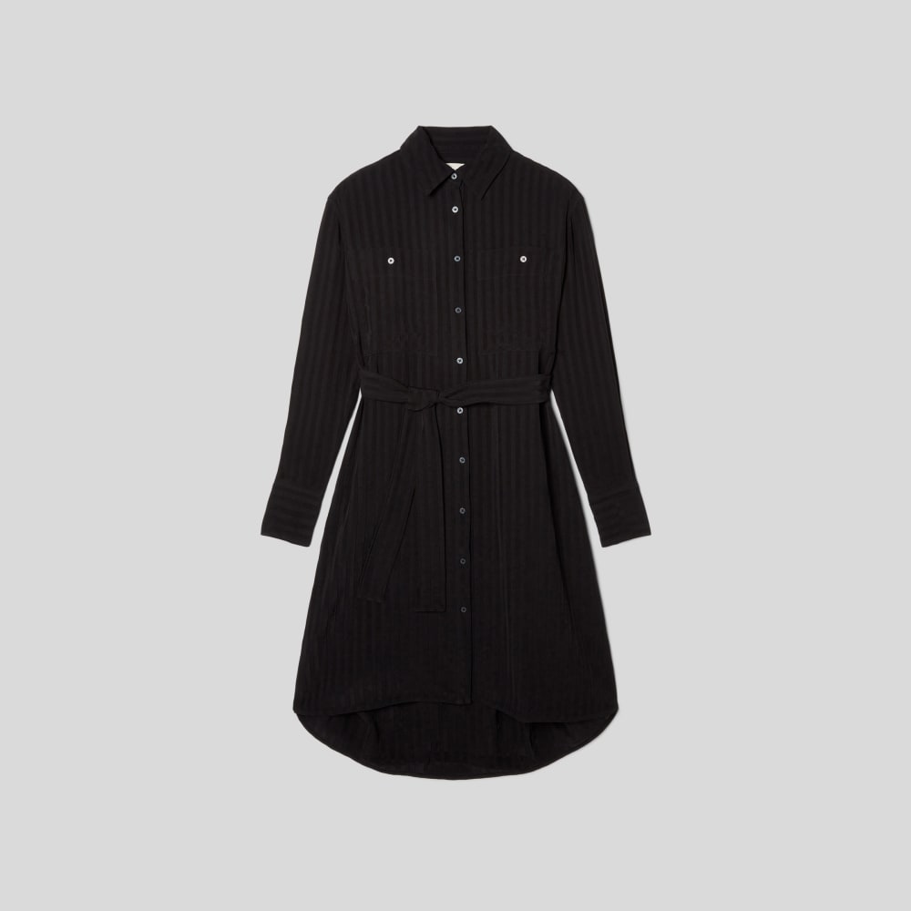 The City Stripe Draped Shirt Dress in Black — alternate view