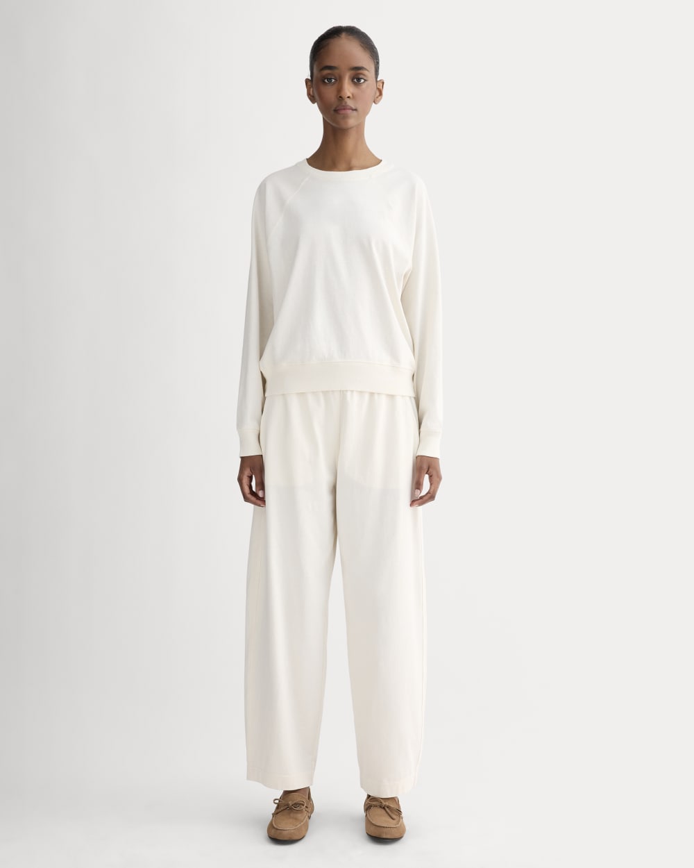 The Off-Duty Long-Sleeve Tee in Bone — detail view