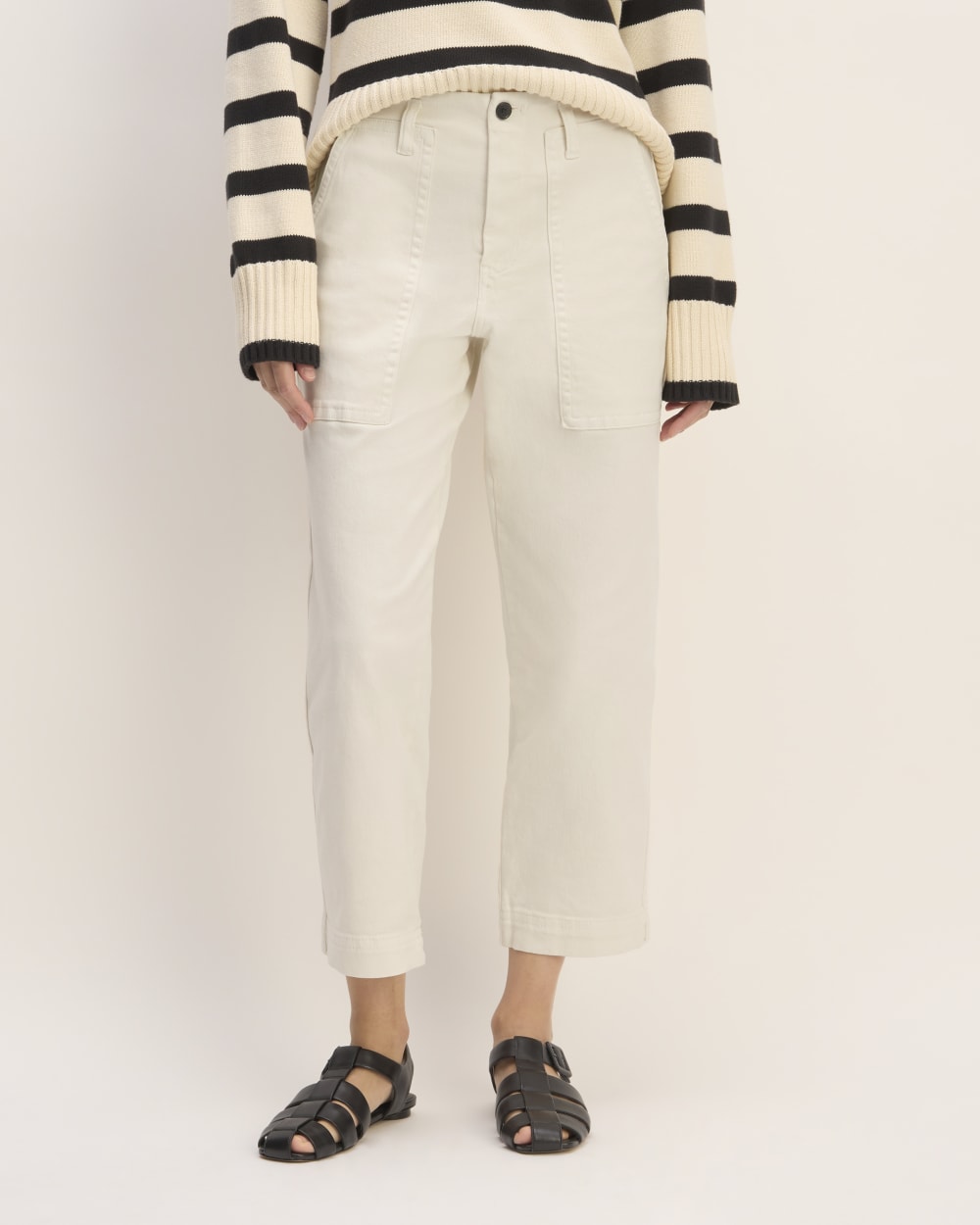 The Organic Utility Pant in Bone — detail view