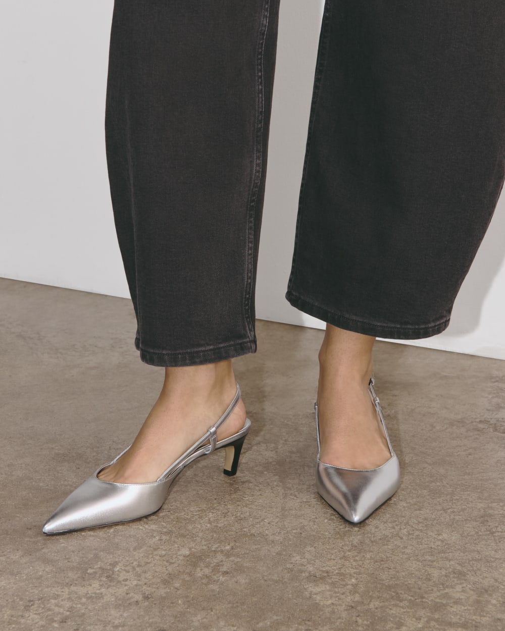 The Studio Slingback Heel in Silver — alternate view