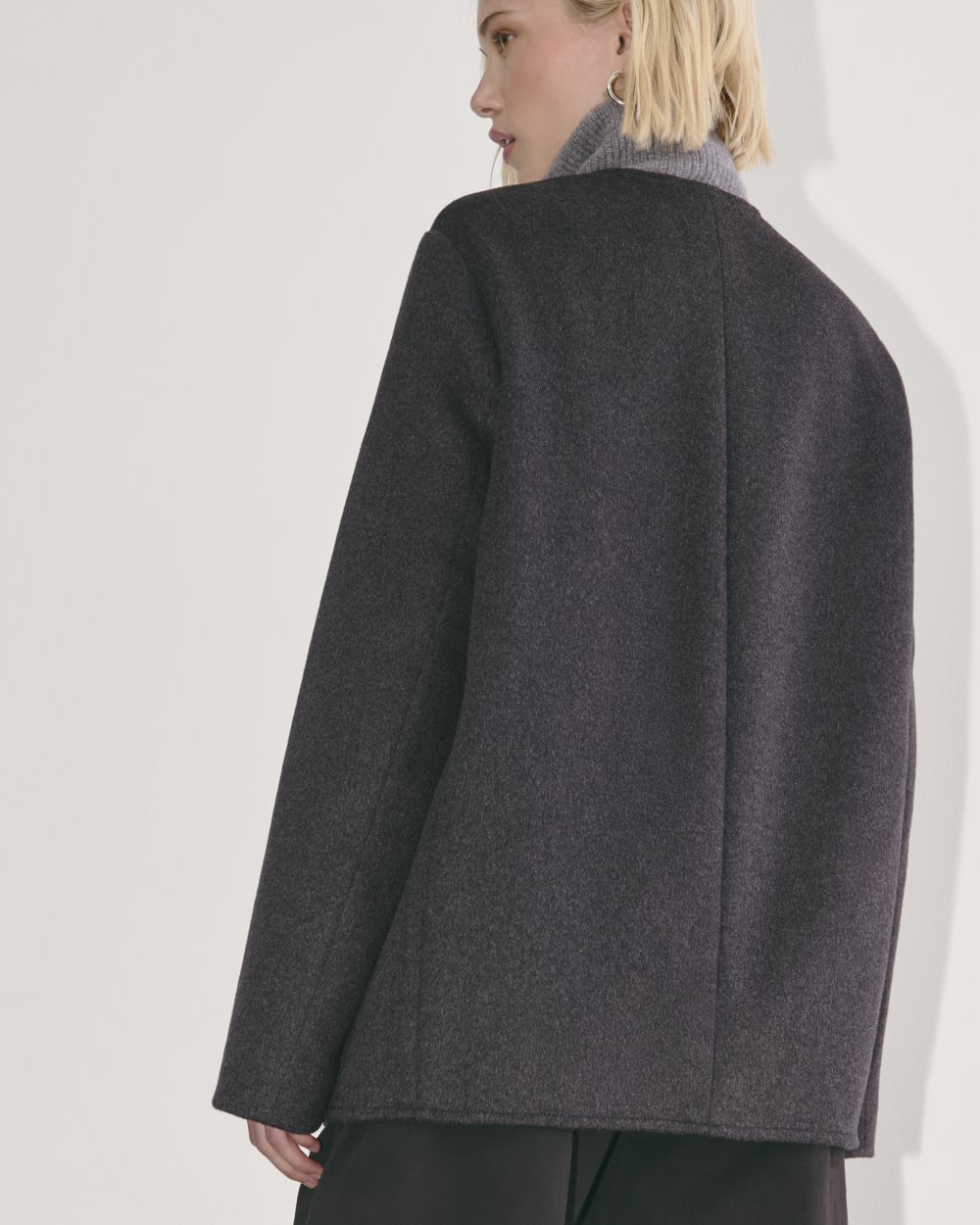 The October Coat in Dark Charcoal Melange — detail view
