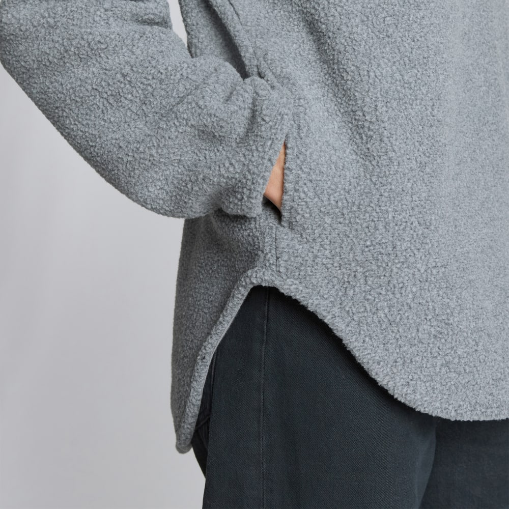 The ReNew Fleece Half-Zip in Heathered Coal — detail view