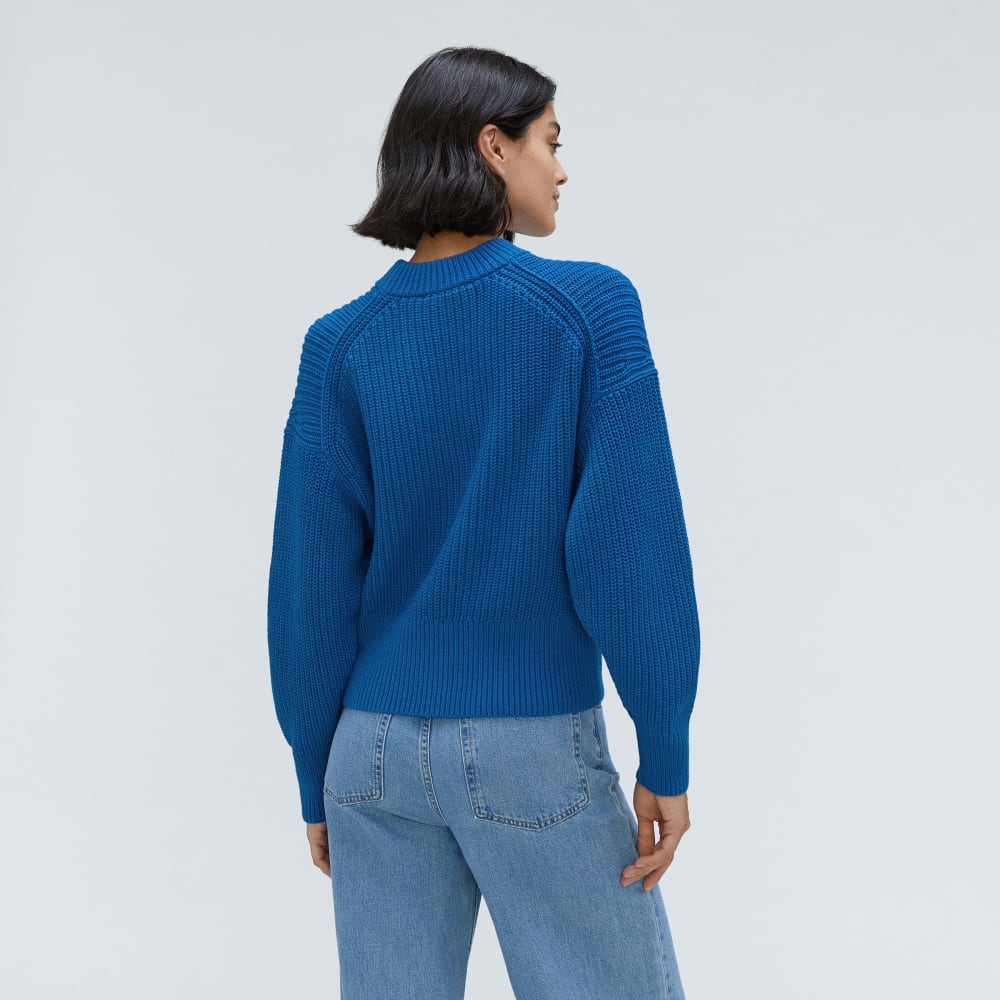 The Texture Cotton Crew in Lapis Blue — detail view