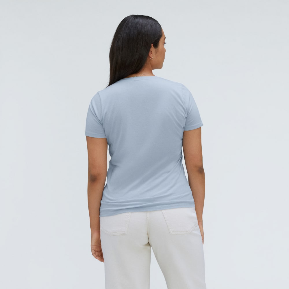 The Organic Cotton V-Neck in Mist — detail view