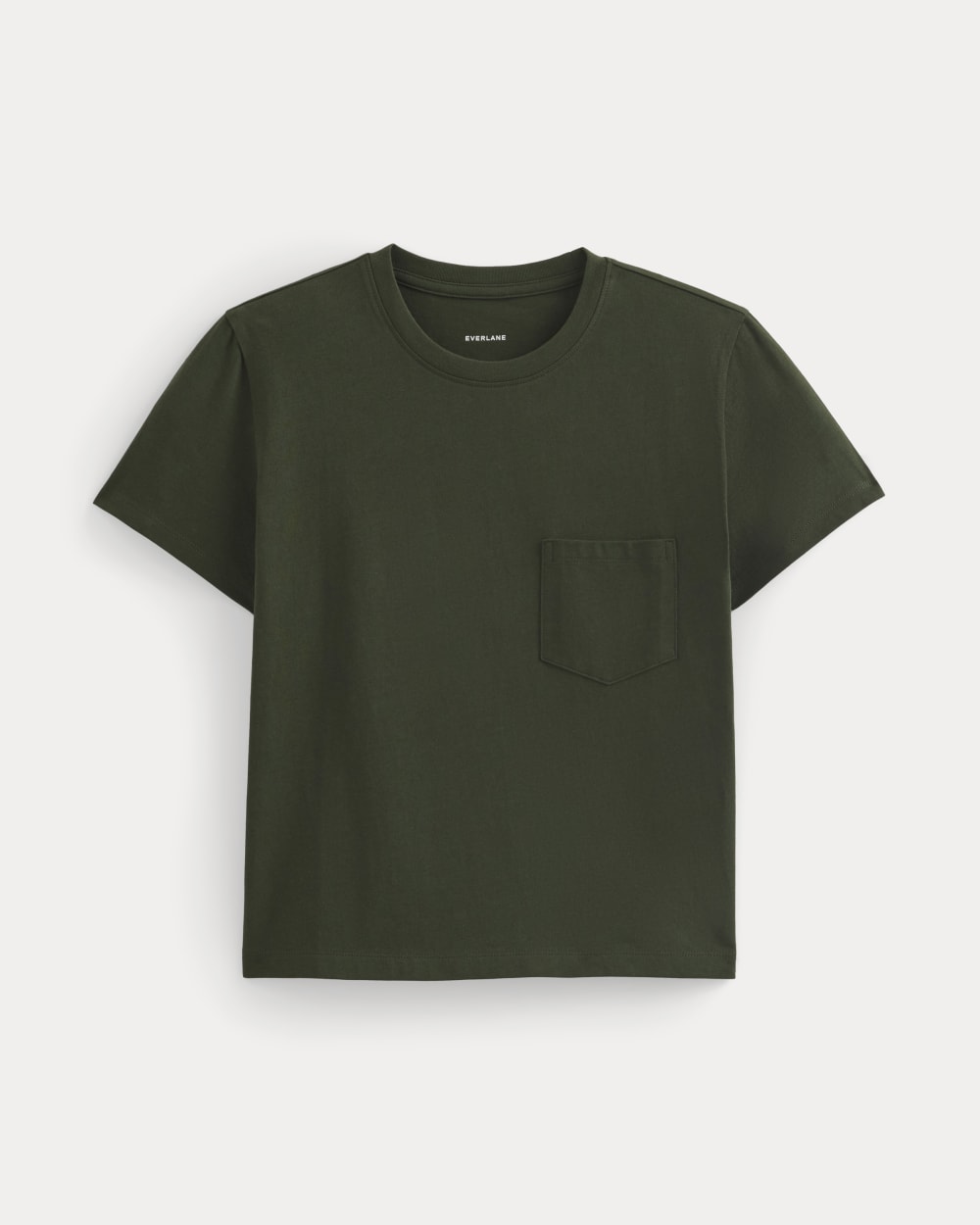 The Box-Cut Tee in Essential Cotton in Dark Green — alternate view