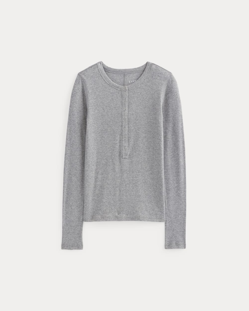 The Luxe Rib Henley in Heathered Grey — alternate view