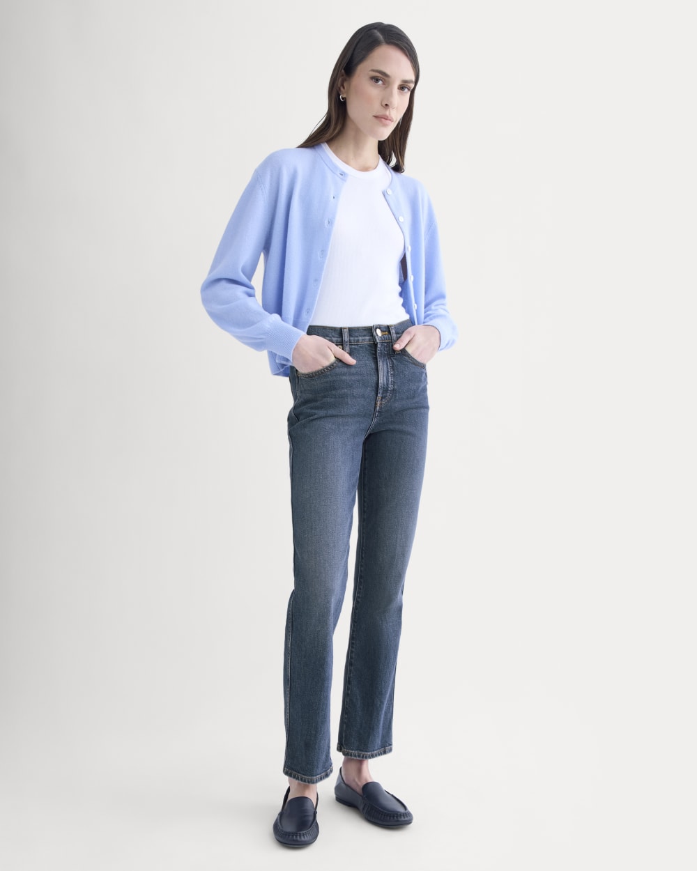 High-Rise Cigarette Jean in Light Vintage Indigo — detail view