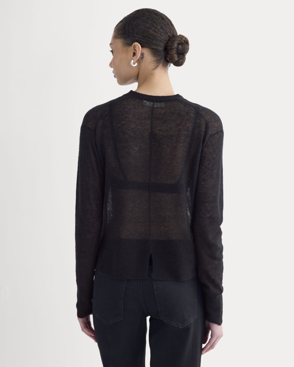 The Air Alpaca ™ High V Cardigan in Black — detail view