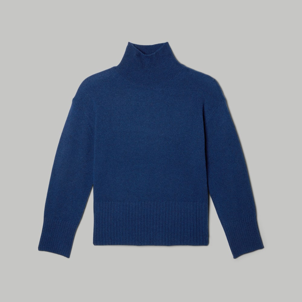 The Cashmere Oversized Turtleneck in Bright Navy — alternate view