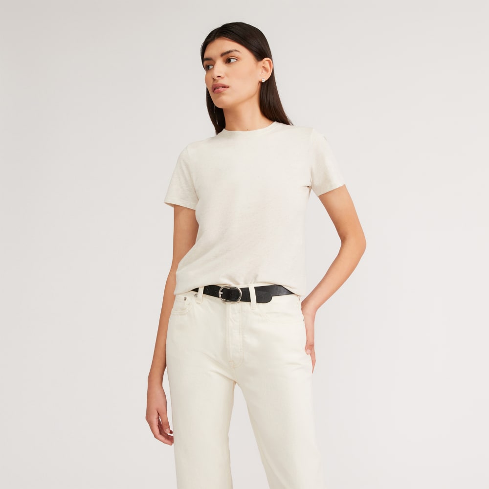 The Organic Cotton Crew Tee in Heathered Oat — front view