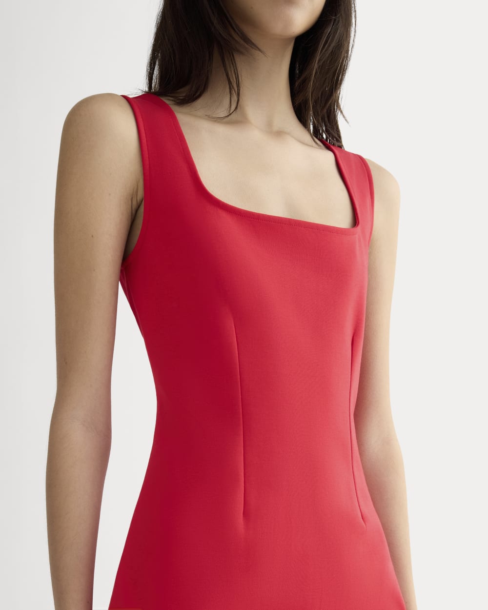The Dream Square-Neck Dress in Classic Red — detail view