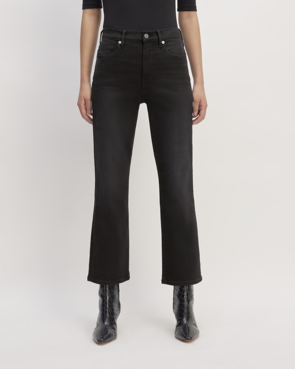 The Kick Bootcut Jean in Faded Black — detail view