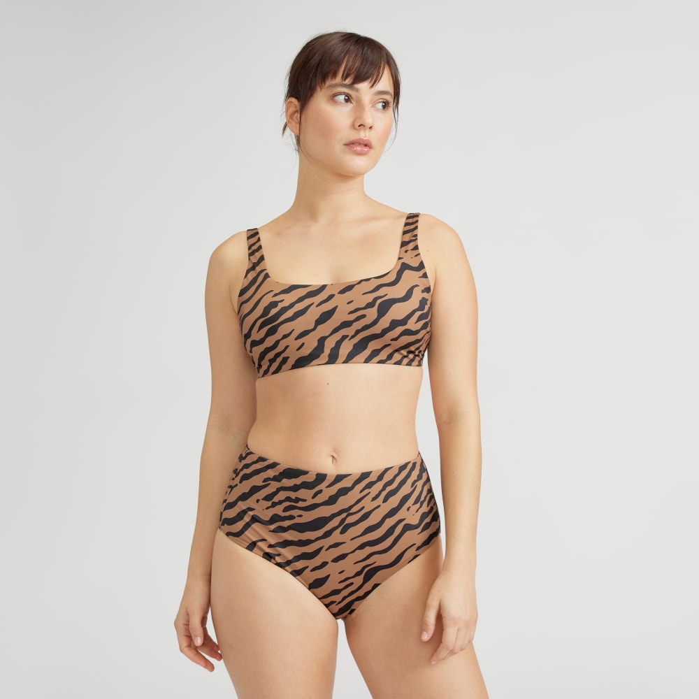 The Square-Neck Bikini Top in Tiger Stripe Toasted Coconut — detail view