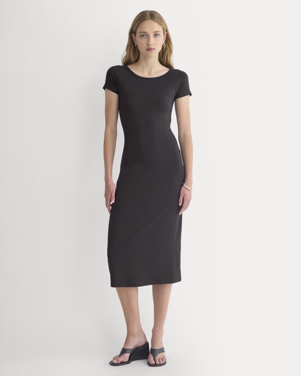 Raglan Midi Dress in Black — front view