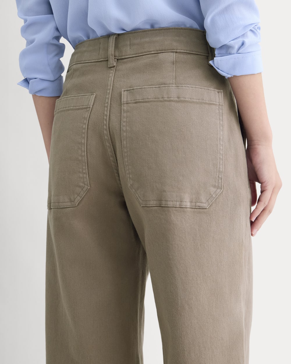 The Utility Wide-Leg Pant in Taupe — detail view