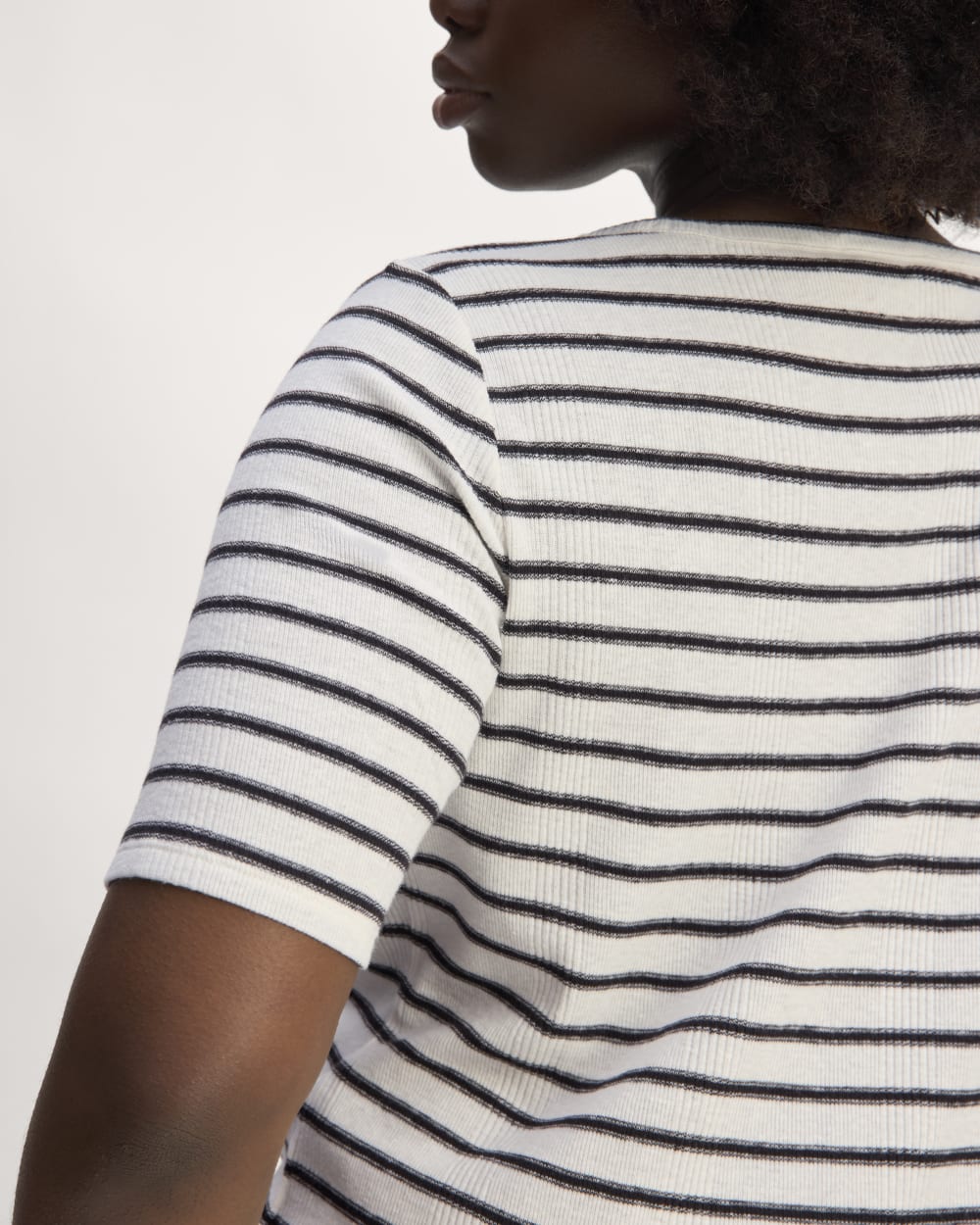 The Vintage Rib Scoop-Neck Top in Bone / Black — detail view