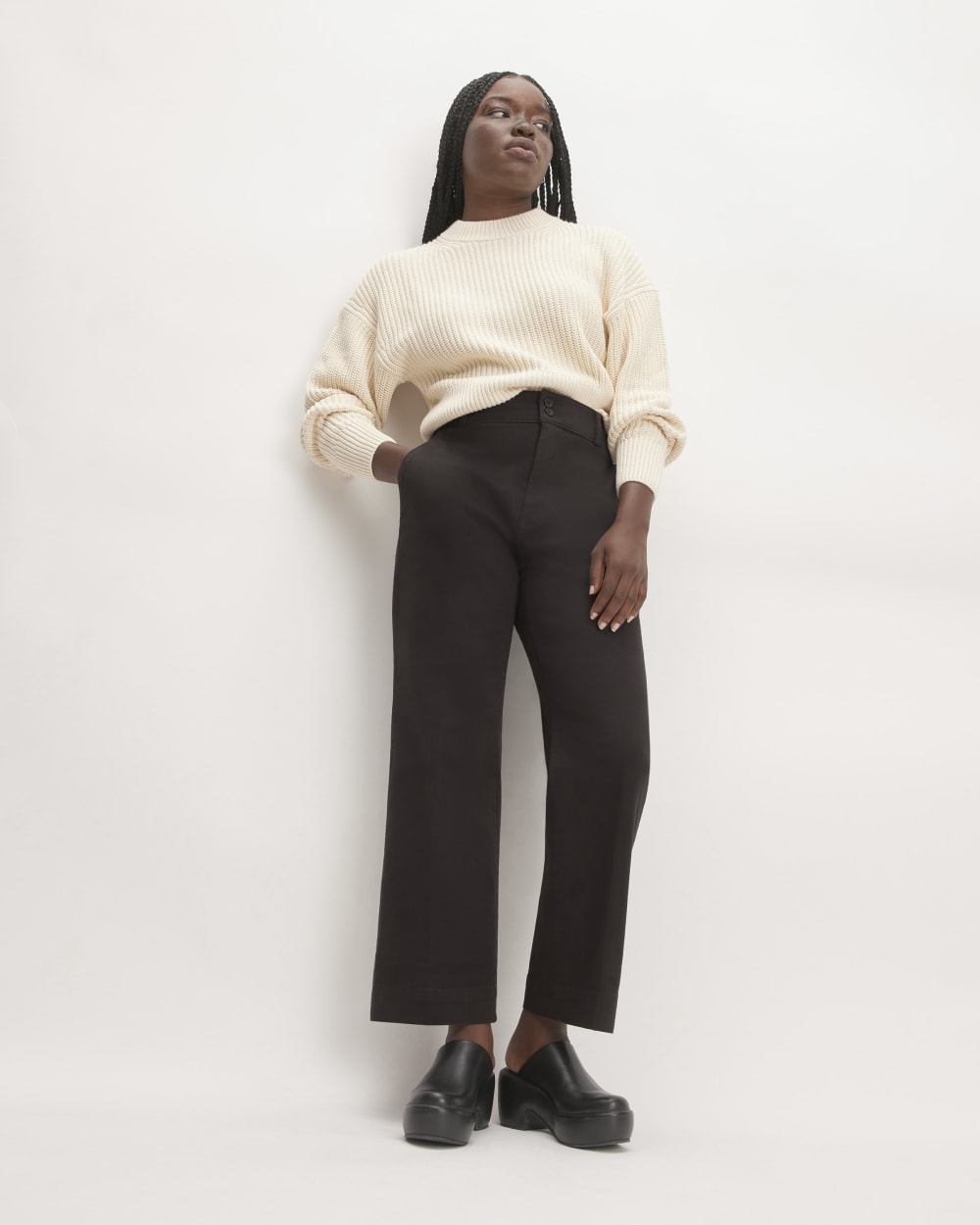 The Organic Kick Flare Pant in Black — front view