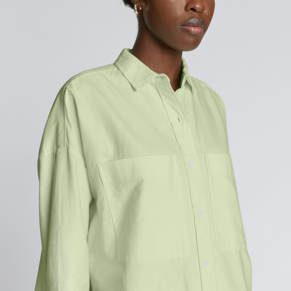 The Boxy Oxford in Seafoam Green — detail view