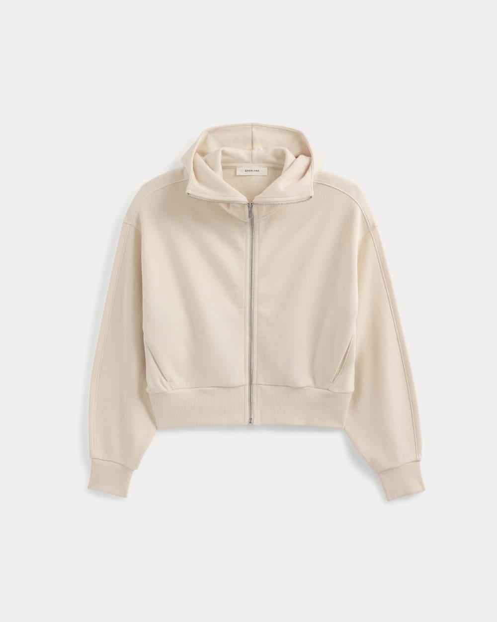 Lightweight Terry Cropped Full-Zip in Parchment — alternate view