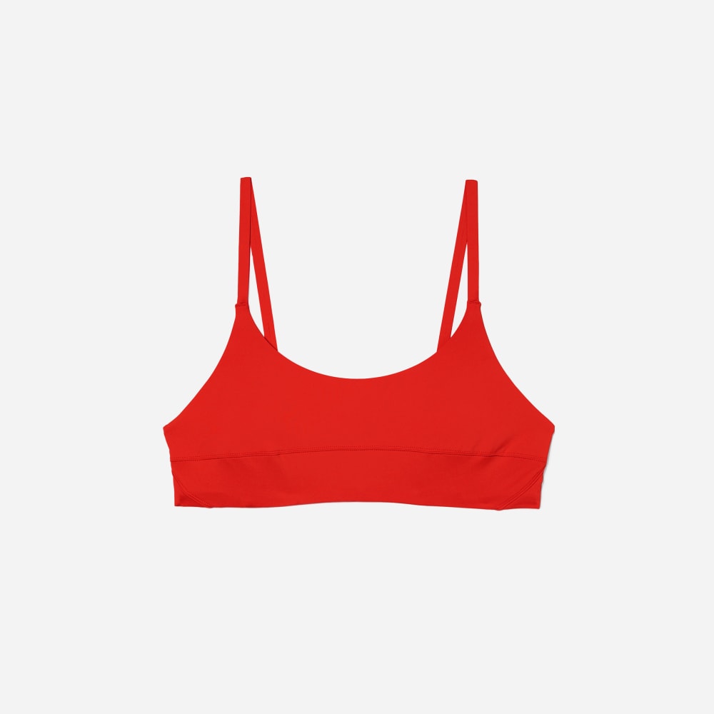 The Scoop-Neck Bikini Top in Bright Red — front view