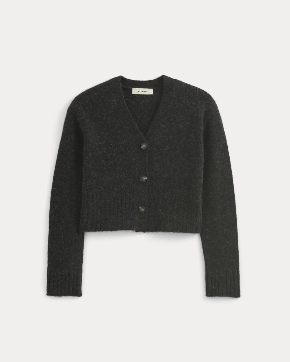 High V Cropped Cardigan in Alpaca in Heather Black — alternate view