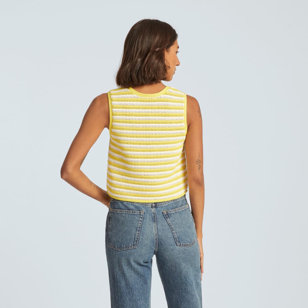 The Crochet Knit Cami in Canvas / Lemon — detail view
