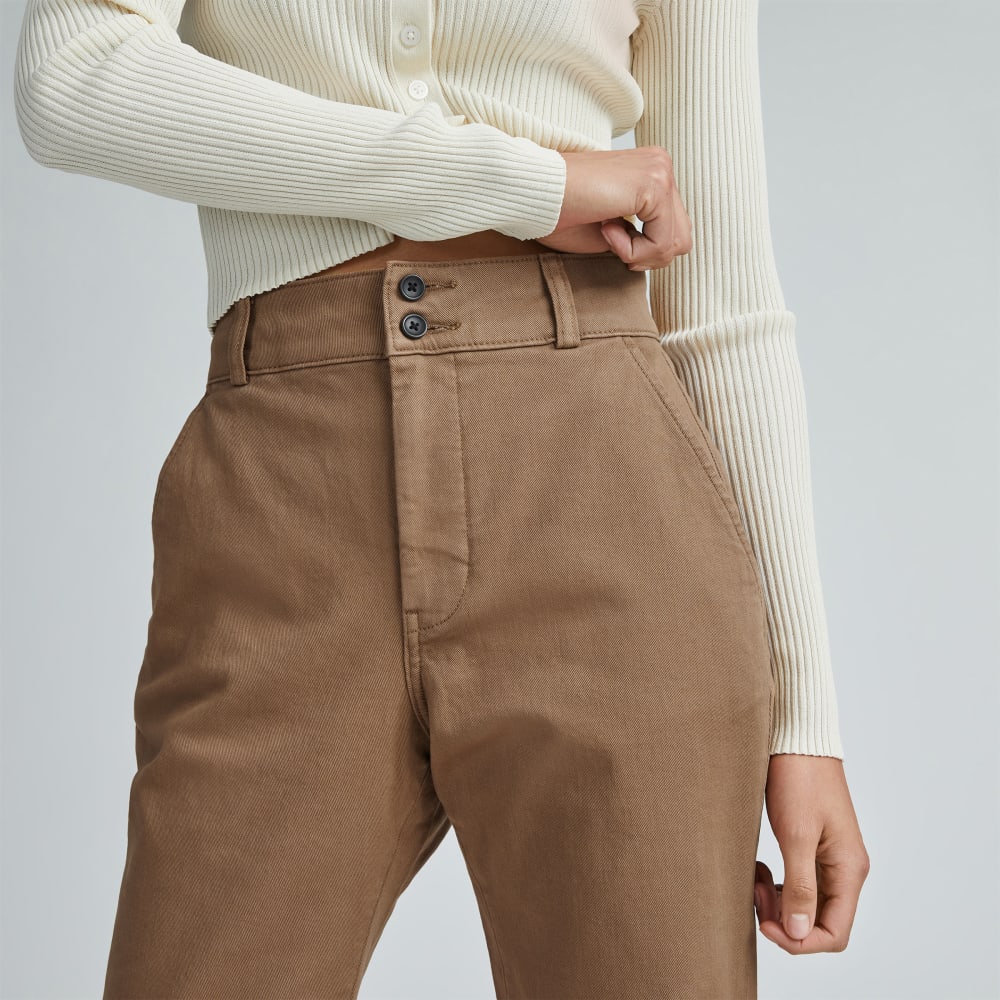The Organic Straight-Leg Pant in Toasted Coconut — detail view