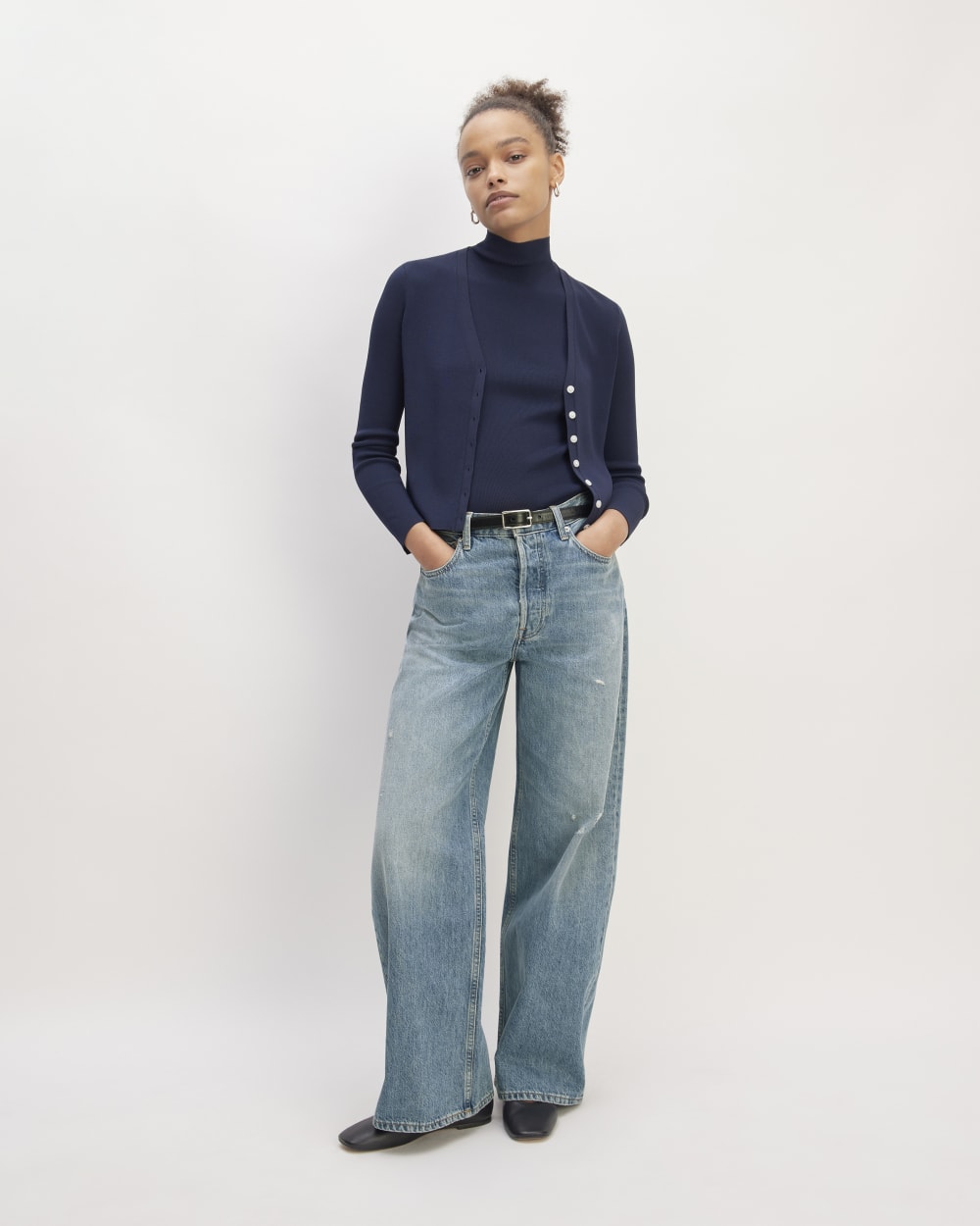 The Super Baggy Jean in Faded Indigo — front view