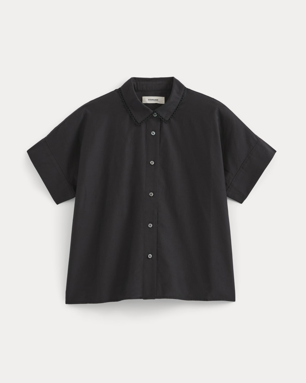 Scalloped-Collar Square Shirt in Black — alternate view