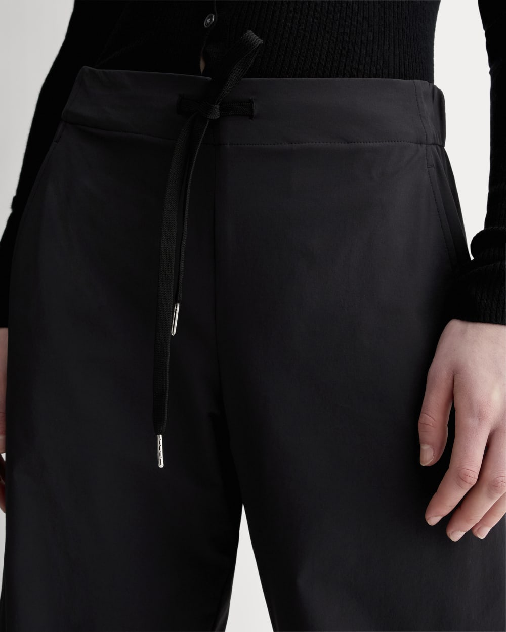 The Anywhere Barrel Pant in Black — detail view