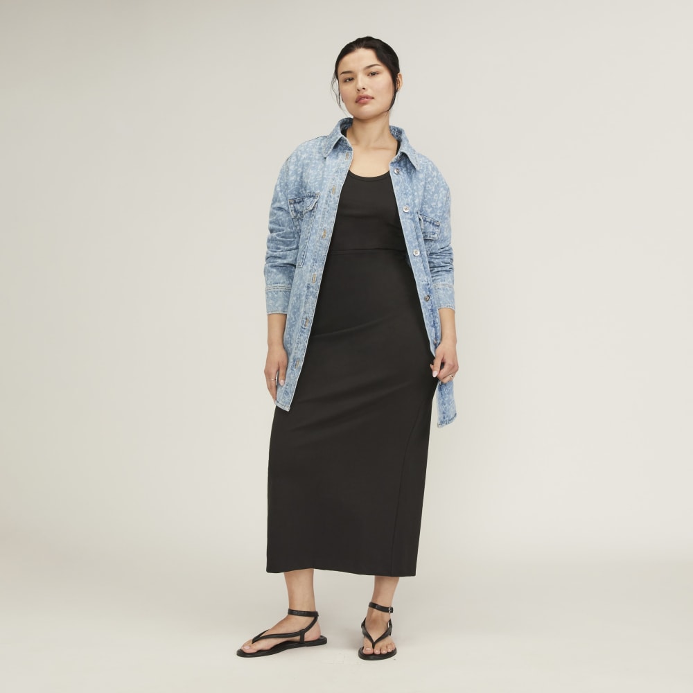 The Denim Overshirt in Light Painterly Strokes — detail view