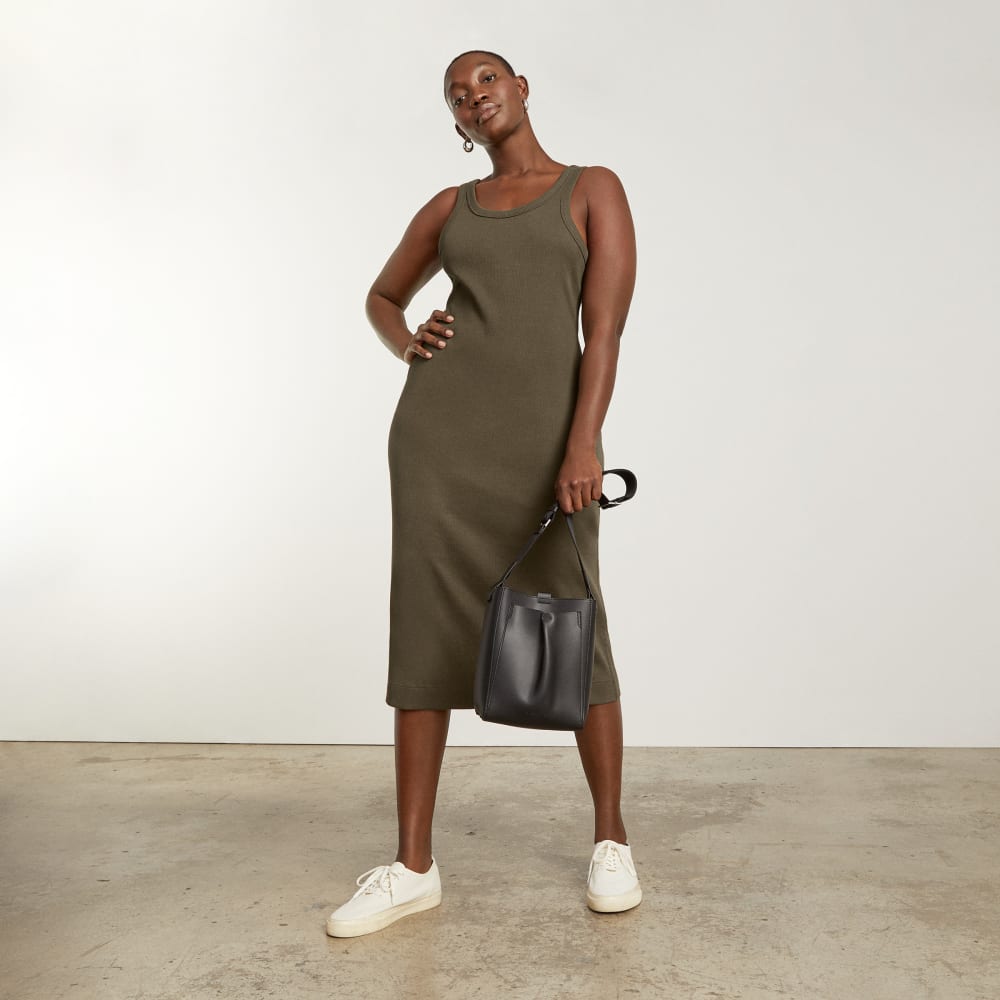 The ’90s Rib Dress in Beech — detail view
