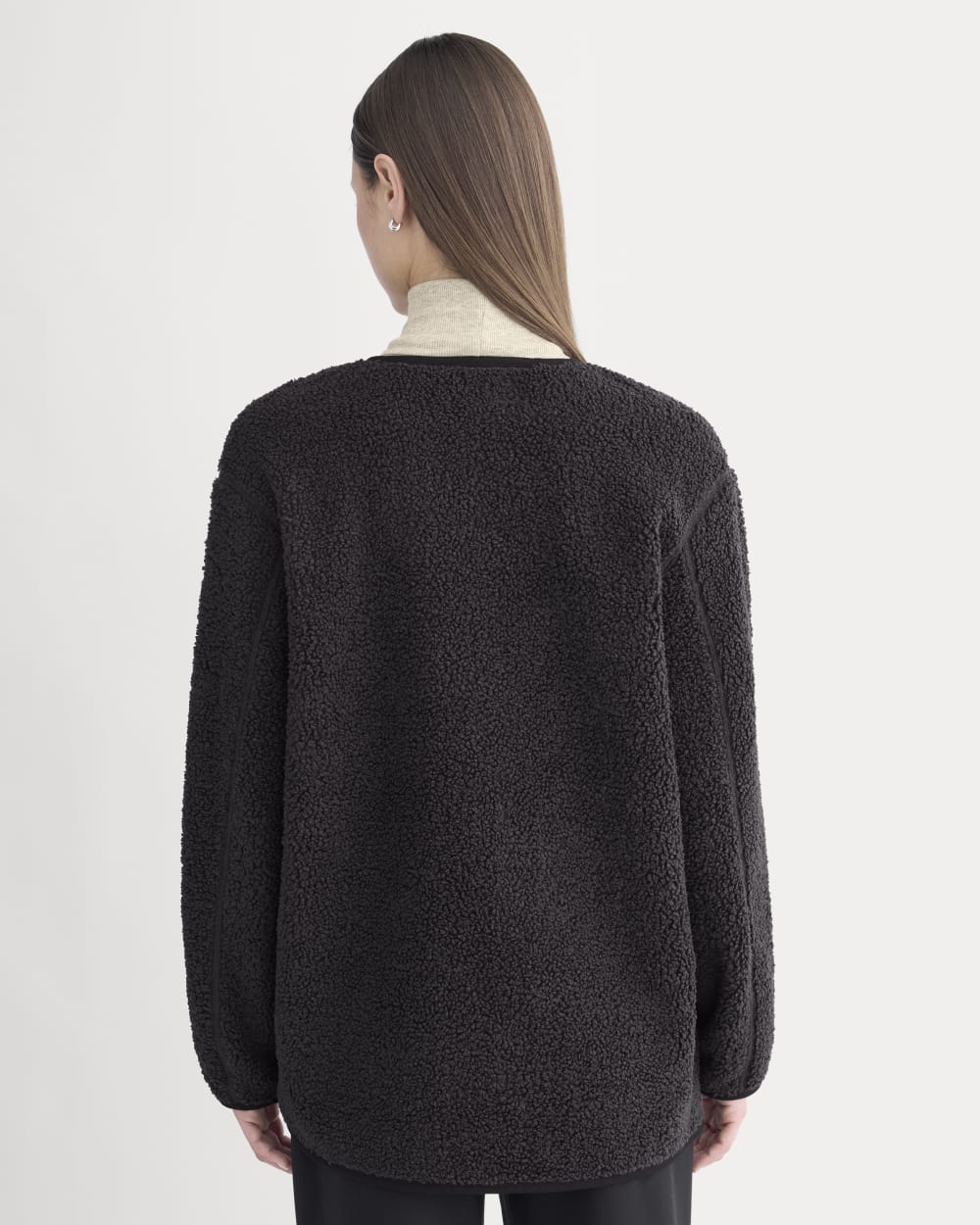 Reversible Teddy Jacket in Black — detail view