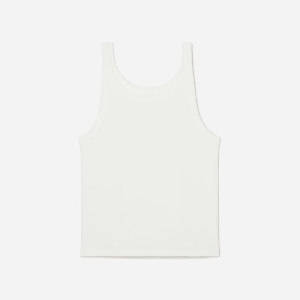 The Pima Micro-Rib Short Tank in White — front view