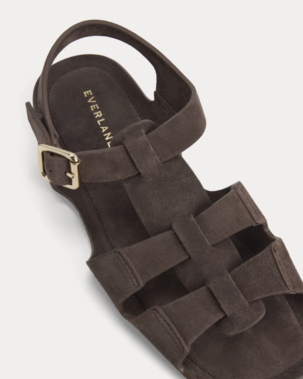 Made in Italy Opanka Sandal in Cacoa Suede — detail view