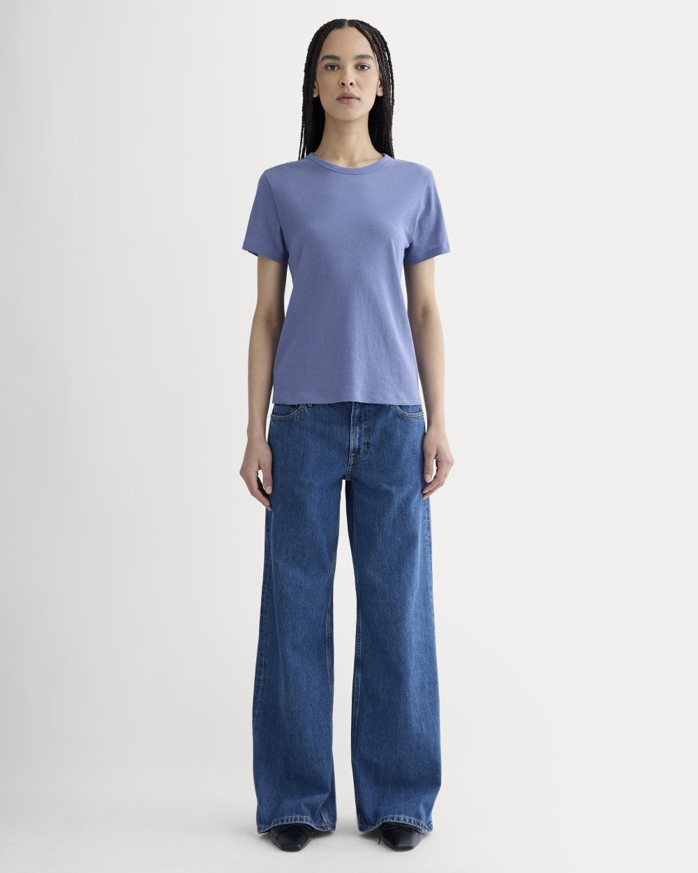 The Slim Air Tee in Blue Dusk — detail view