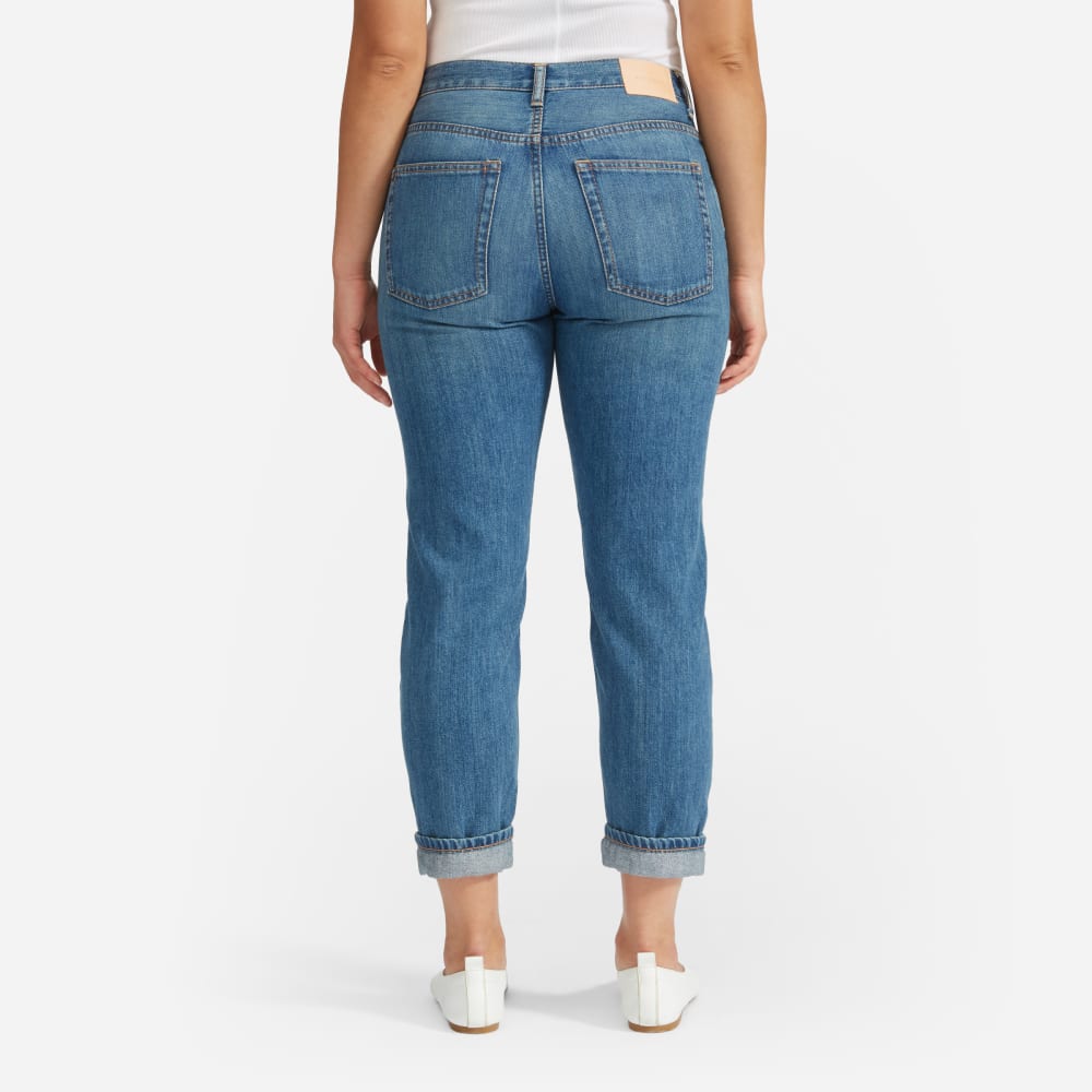 The Super-Soft Relaxed Jean in Mid Blue — detail view