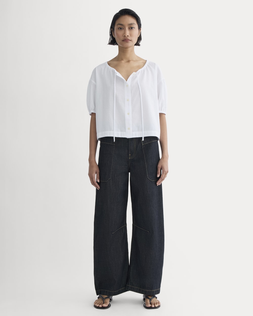 The Gauze Button-Up in White — detail view