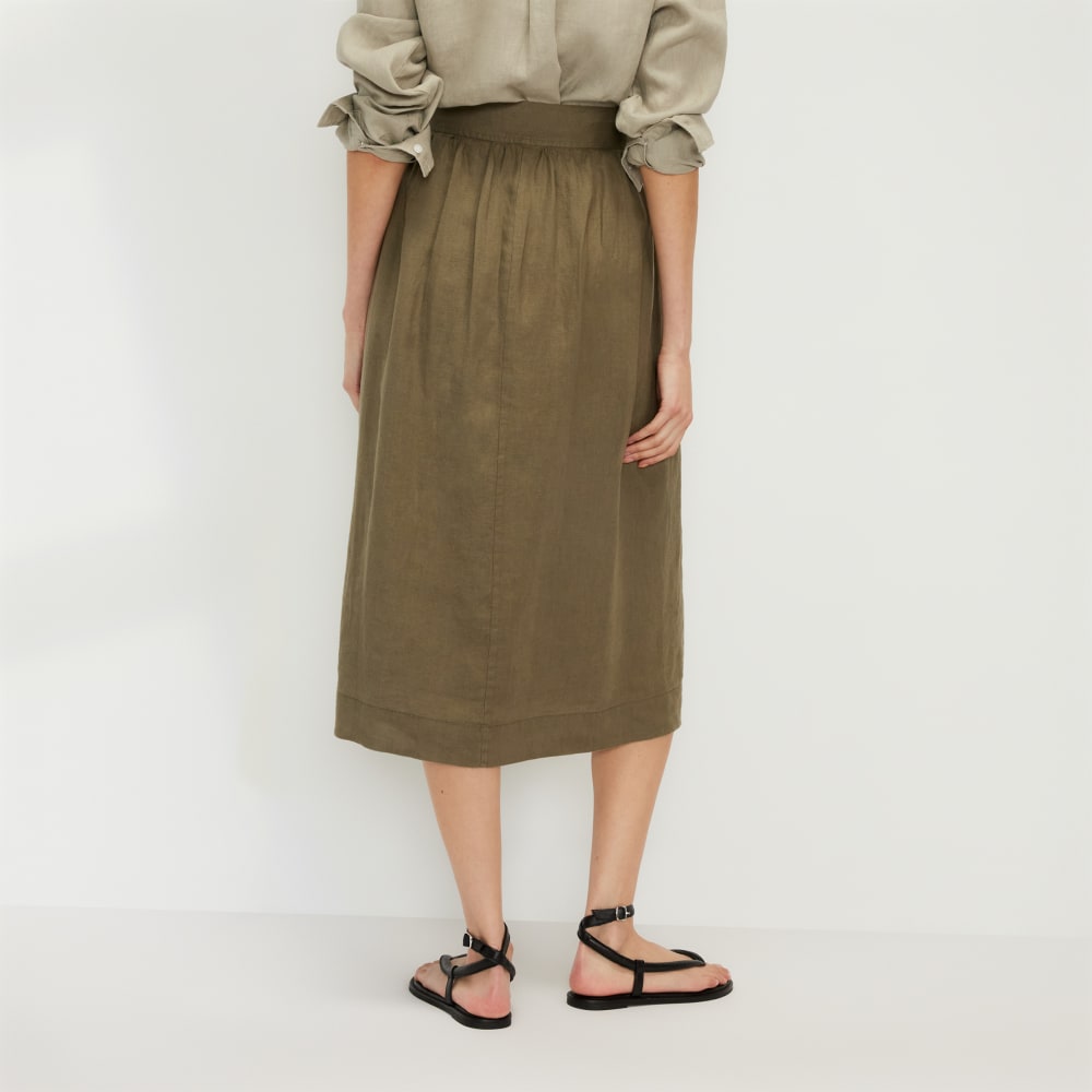 The Linen Wrap Skirt in Kalamata — detail view