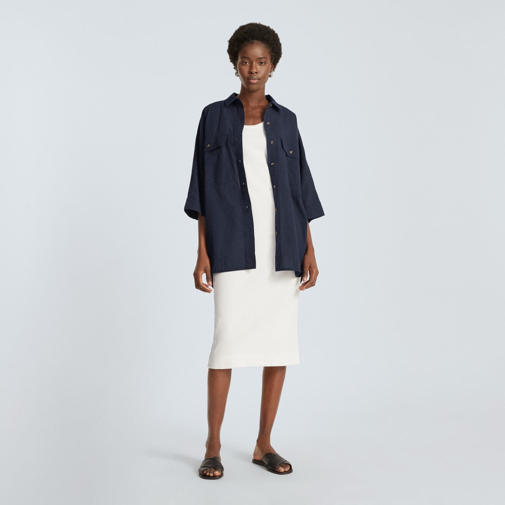 The Cotton Tourist Shirt in Navy — detail view