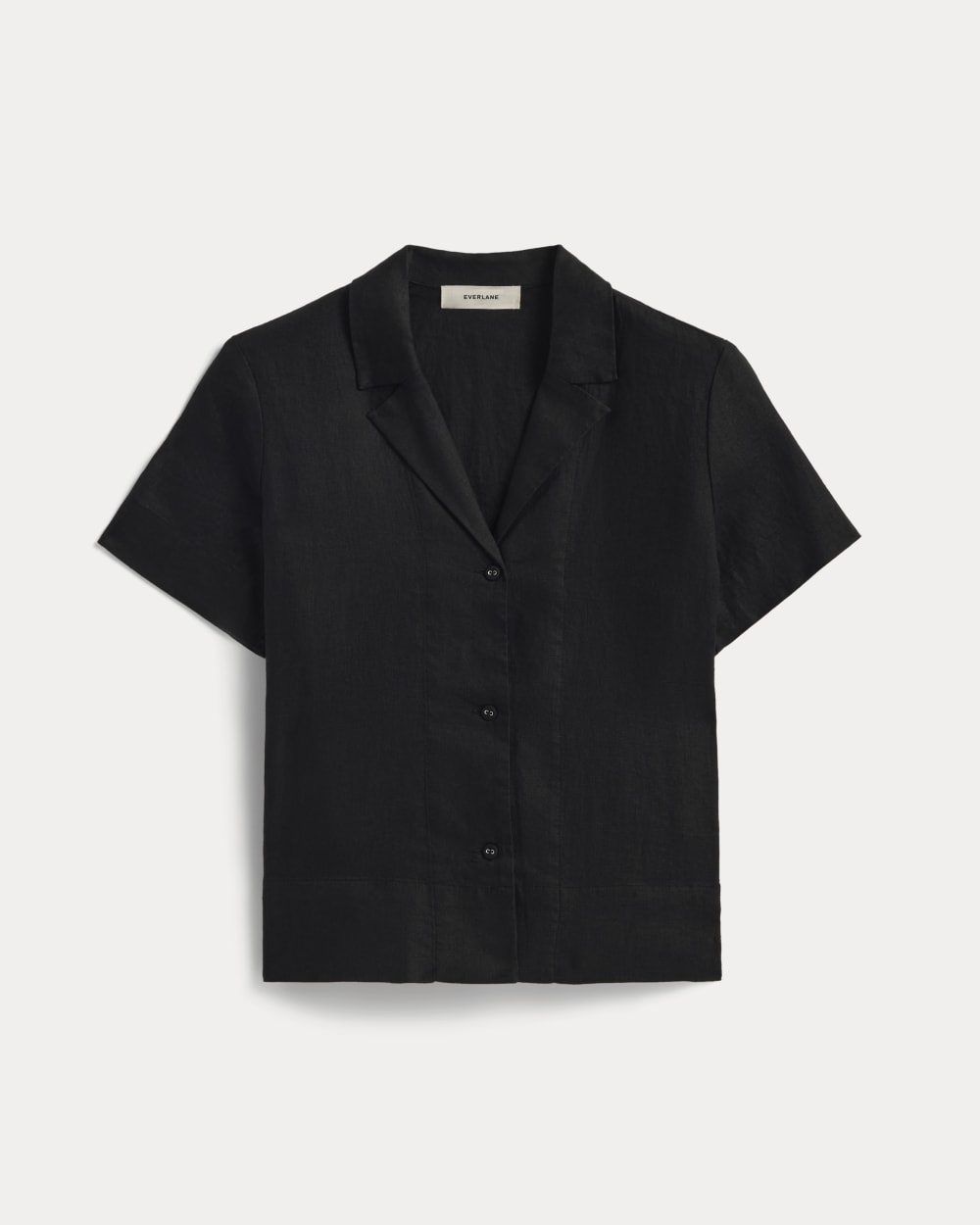 The Notch Shirt in Linen in Black — alternate view