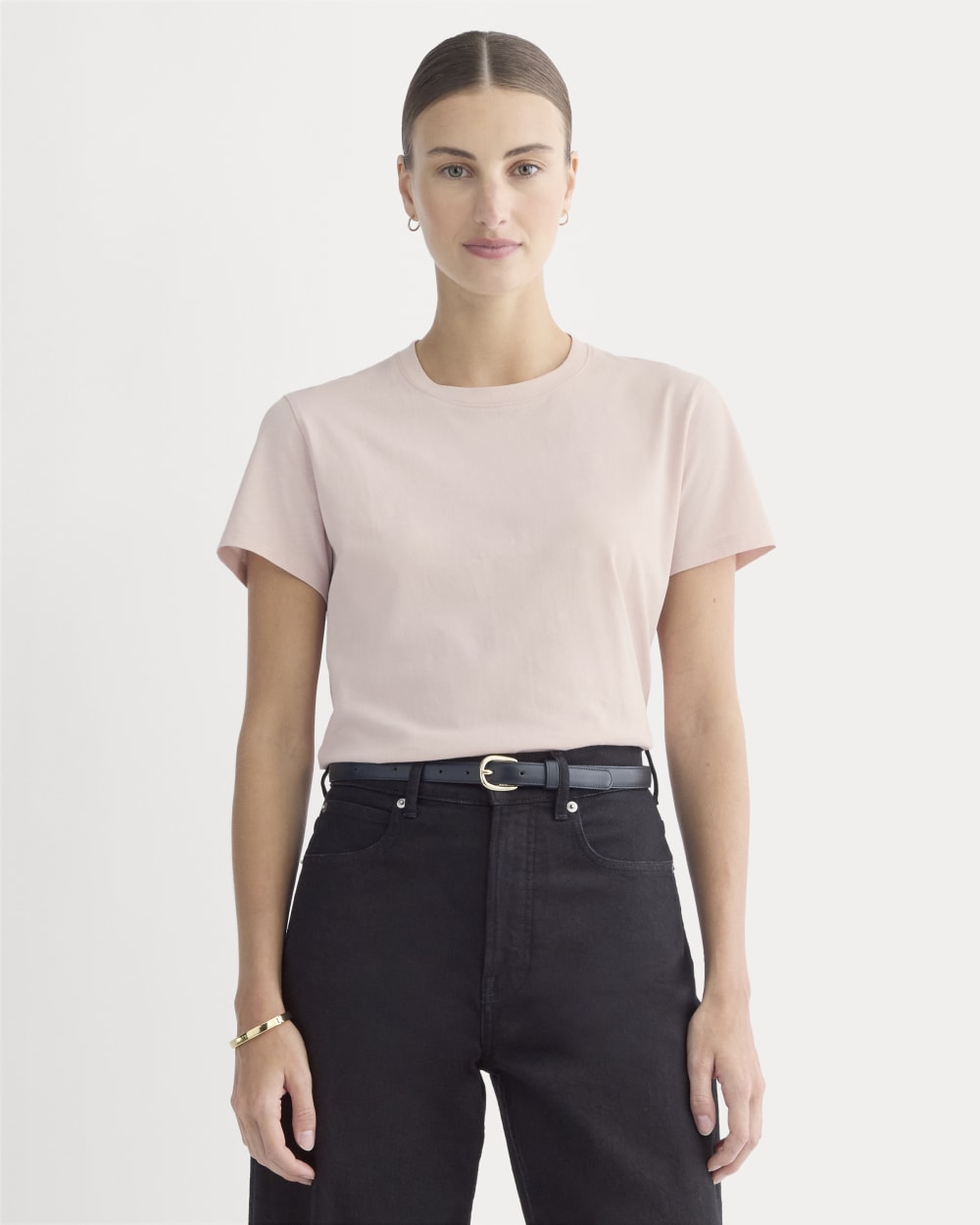 The Box-Cut Tee in Essential Cotton in Soft Rose — front view