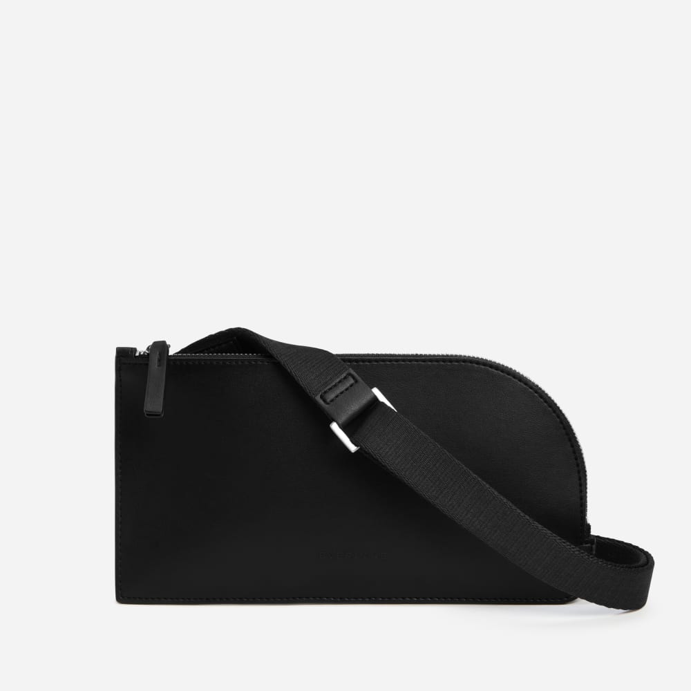 The Cactus Leather Sling Bag in Black — front view