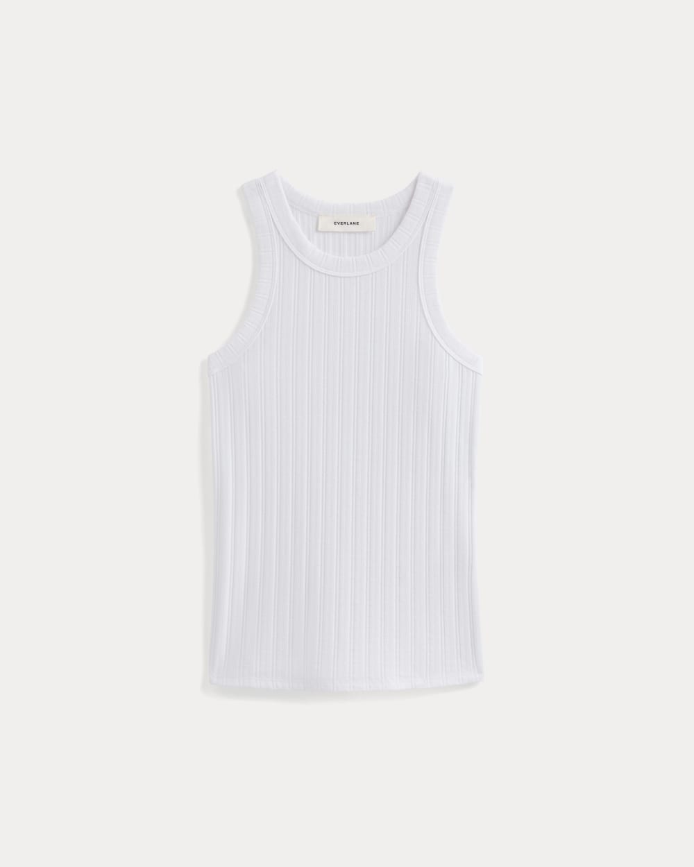 Racerback Tank in Pointelle in White — alternate view