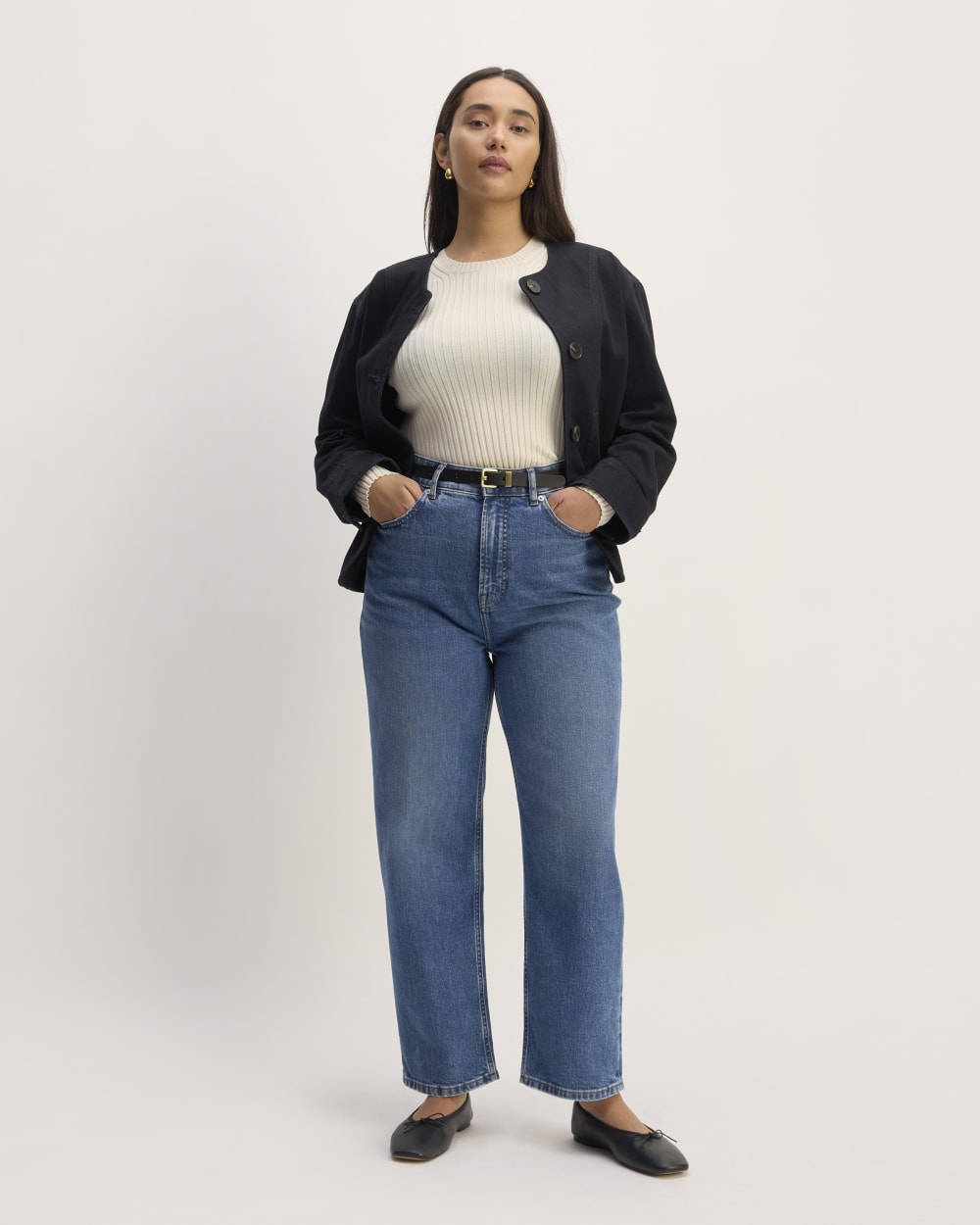 The Way-High® Hourglass Jean in Mid Indigo — front view