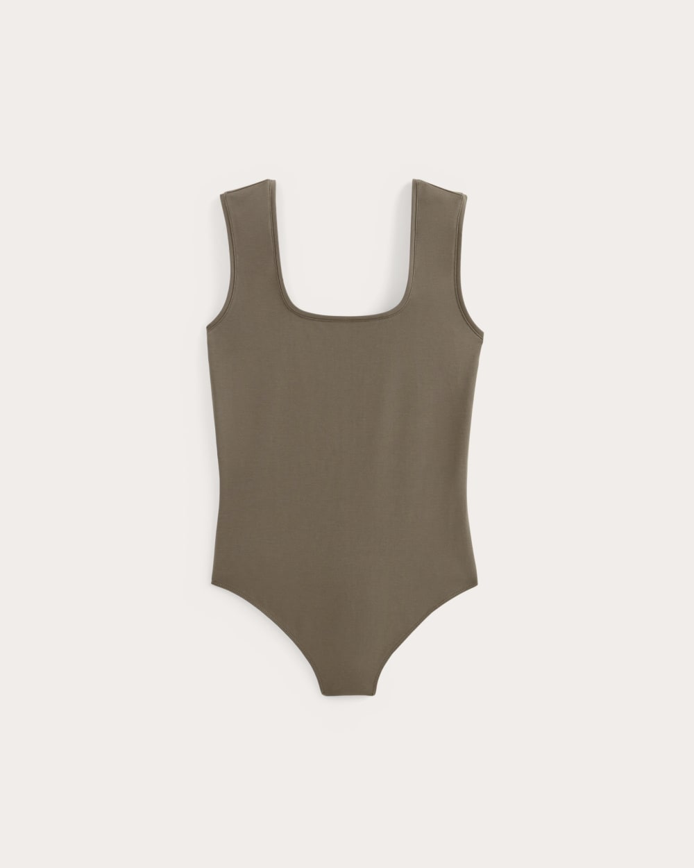 The Form Square-Neck Bodysuit in Deep Taupe — detail view