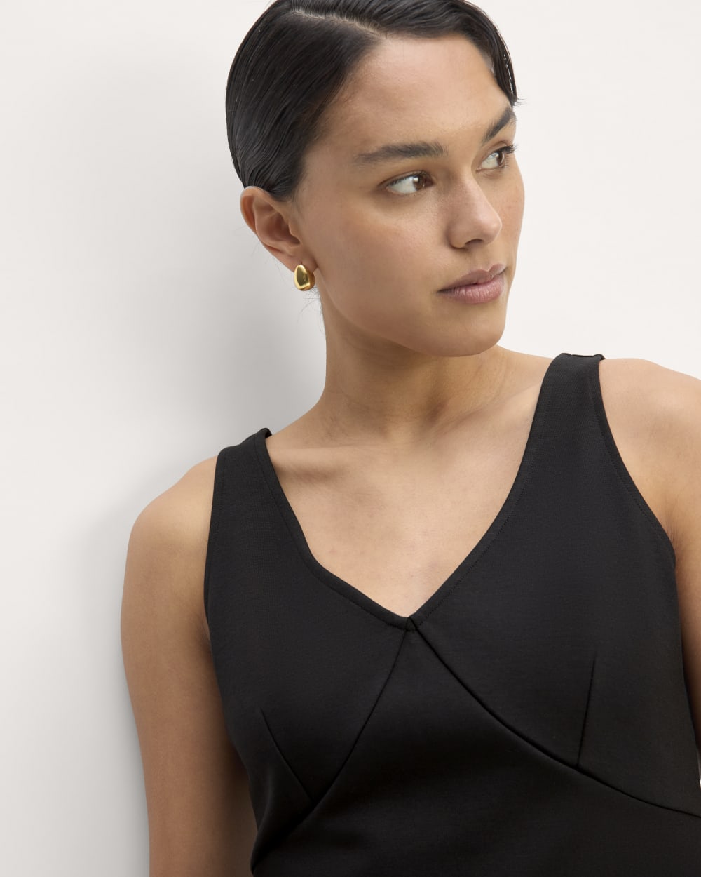 The Dream V-Neck Top in Black — detail view