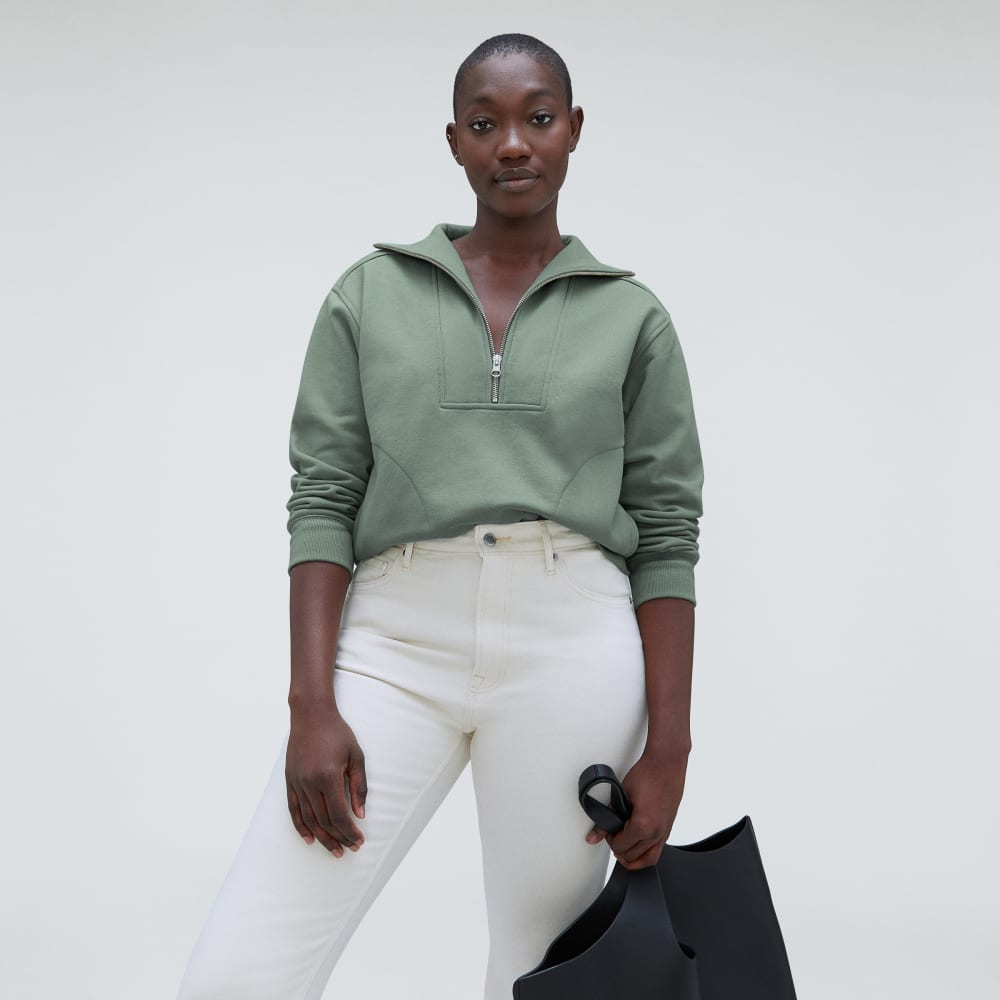 The Track Half-Zip in Lily Pad — detail view