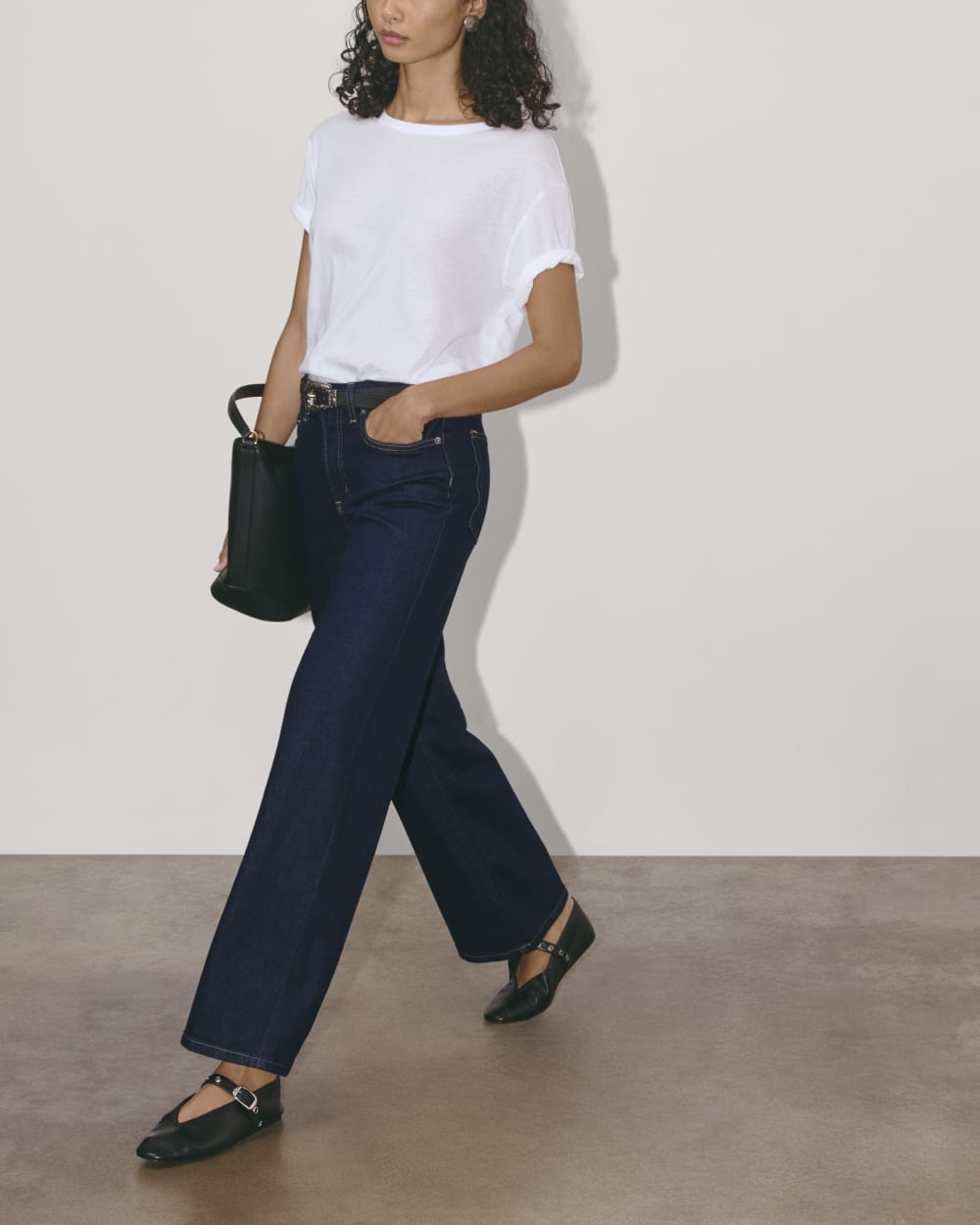 The Mid-Way Jean in Pure Blue — detail view